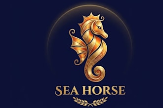 design a creative seahorse logo for marine or ocean brands