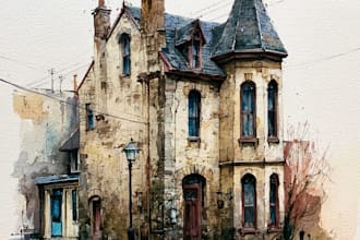 draw building and interior floor plans in watercolor