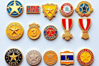 design enamel pins, company badges, medals, hat pins