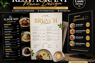 your restaurant menu, modern brunch menu, TV menu and food menu for your cafe