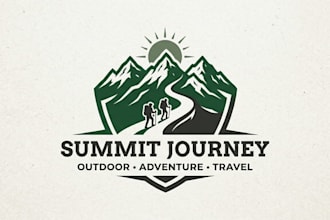 design a professional hiking logo for outdoor, adventure, and travel brands