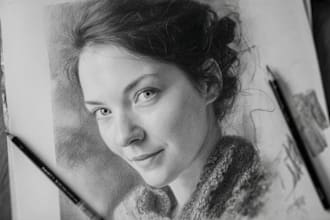 make your portrait sketch with pencil and charcoal
