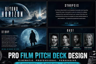 design presentation slides,film pitch deck, ppt slides,movie posters, pitch deck