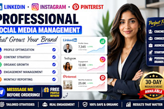 be your linkedin, instagram pinterest marketing social media profile manager