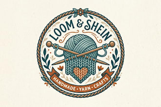 design a creative knitting logo for handmade, yarn, and craft businesses