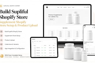 build supliful shopify store, supplement shopify store setup and product upload