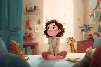 paint whimsical children book illustration and book cover