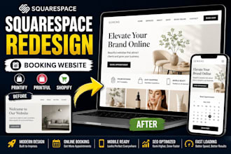 redesign squarespace printify printful shopify wix square online booking website