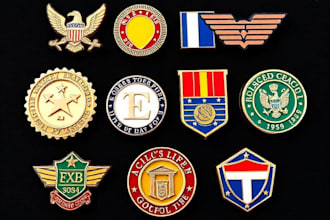 design enamel pins, company badges, medals, hat pins