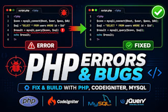 fix PHP errors and bugs and build PHP website with codeigniter