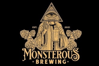 design craft brewery logo with esoteric gothic occult themes