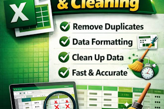 do excel data cleaning, entry, formatting, remove duplicates