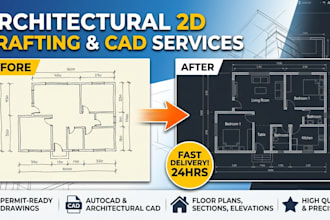 do 2d autocad drafting, floor plans, and permit drawings