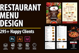 design restaurant menu, takeaway menu or digital food menu
