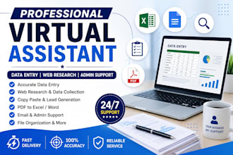 be your virtual assistant for data entry research admin task