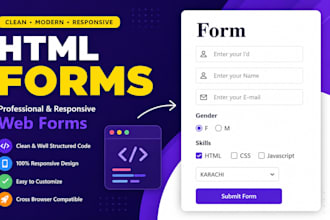 create clean HTML forms and responsive data tables for your website