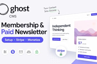 setup ghost cms membership, ghost subscription, theme stripe for paid newsletter