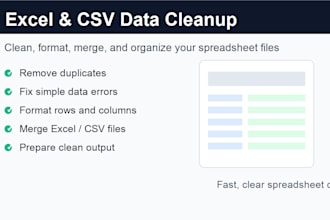 clean, format, merge, or organize your excel and CSV files