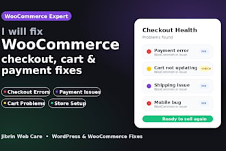 fix woocommerce checkout, cart, payment, or store issues