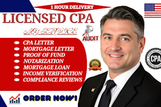 notarize US sign CPA letter for mortgage loan, visa income letter, audit in 1 hr