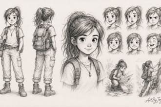 draw professional character sketches expression sheets and turnaround sheets