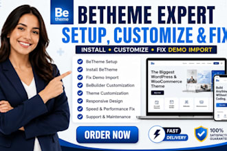 setup wordpress betheme, customize betheme, install and fix betheme demo import