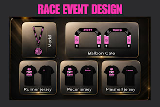design race bib, medal and wristband for your event