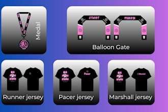design race bib, medal, wristband and sports event branding