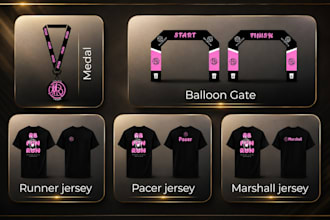 design race bib, medal, wristband and sports event branding