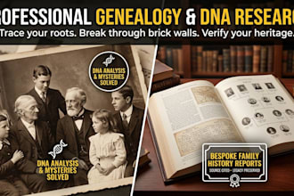 do professional genealogy research, solve dna brick walls, write family history