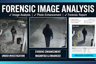do forensic image analysis, restoration, enhancement, detailed forensic report
