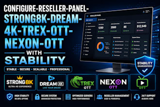 configure reseller panel, strong8k, dream 4k, trex ott, nexon ott with stability