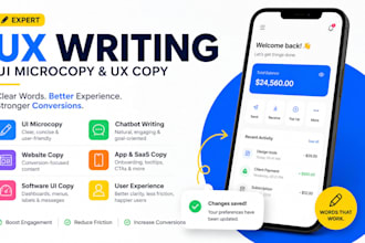 write ux copy, ui microcopy, website, app chatbot ux writing