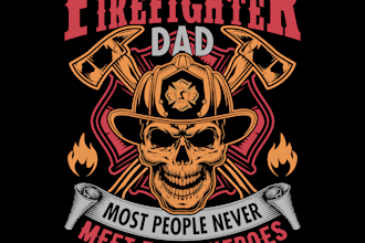 create custom vintage firefighter, military and skull t shirt design