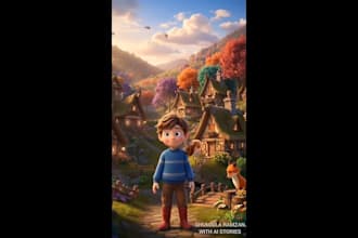 create 3d pixar style animated adventure stories for kids