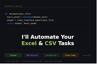 build a python automation script for excel, CSV, or PDF processing
