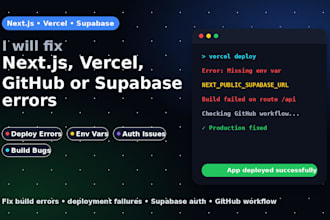 fix nextjs, vercel, github or supabase errors