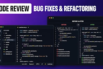 review, refactor, and fix bugs in your nodejs or react code