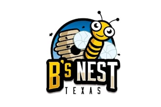 draw a friendly bumblebee nest logo for a boat decal