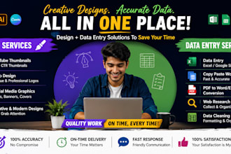 do data entry, designing, data scraping