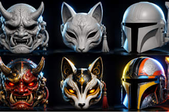 custom 3d mask model 3d helmet print and paint helmet model cosplay mask print
