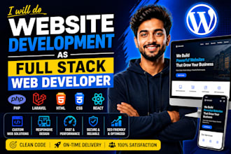 do website development as full stack web developer, PHP laravel HTML CSS react