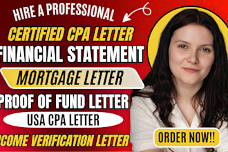 sign US CPA letter income verification  comfort letter and CPA audited financial