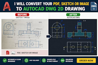 convert PDF, sketch or image to autocad dwg drawing