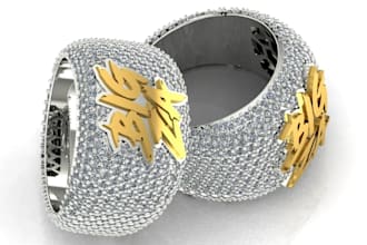 custom iced out hip hop ring and earring cad models with stl files