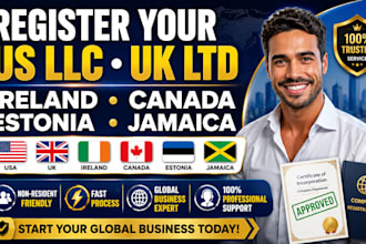 company registration in US llc, UK ltd, ireland, canada, estonia, jamaica