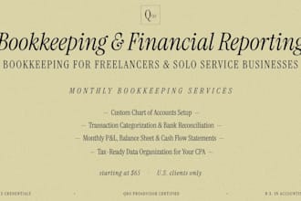 do monthly quickbooks set up, clean up and maintenance