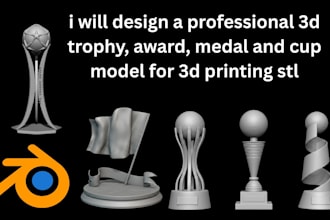 design a professional 3d trophy, award, medal and cup model for 3d printing stl
