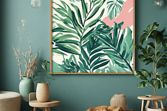 design abstract printable tropical palm leaf wall art
