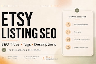 optimize etsy listings with SEO titles, tags and descriptions